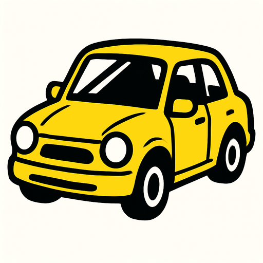 yellow car.
In-Game asset.  2d.  High contrast.  No shadows