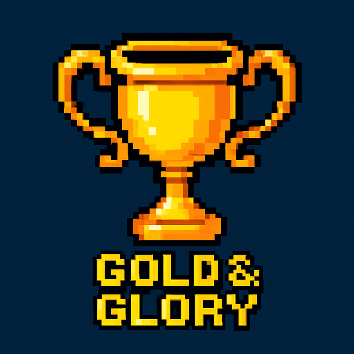 Gold and Glory pixel art cup.
In-Game asset.  2d.  High contrast.  No shadows