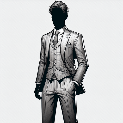 i have character wearing suit.
Single Game Texture.  In-Game asset.  2d.  Blank background.  High contrast.  No shadows