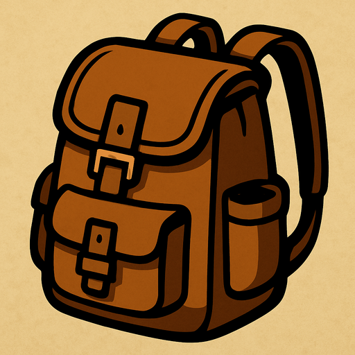 brown backpack.
In-Game asset.  2d.  High contrast.  No shadows