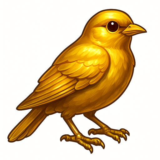 Realistic, golden bird.
In-Game asset.  2d.  High contrast.  No shadows