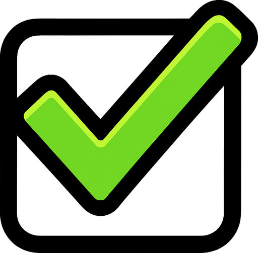 green check.
In-Game asset.  2d.  High contrast.  No shadows