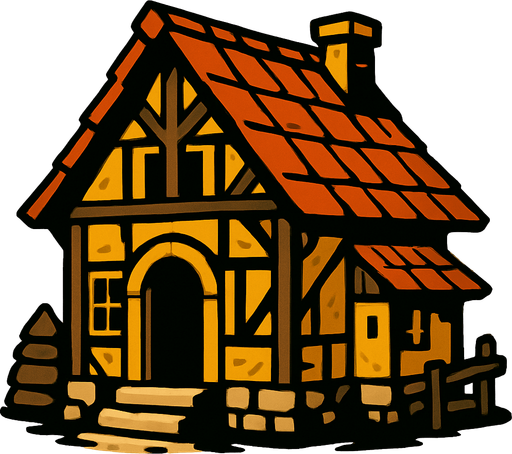 village house.
In-Game asset.  2d.  High contrast.  No shadows