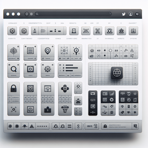 A clean and functional browser UI displaying an illegal hacking website. The page uses a light, minimalist theme with a subtle grey and white color palette to mimic a legitimate site. The main content area features a grid layout of discreetly labeled icons, each representing hacking tools, scripts, or encrypted data for sale, blending in as if it were a professional tech page.

In the top-left corner, a small visual cue, such as an encrypted symbol or a faintly styled link, hints at the site's true purpose without drawing too much attention. The interface is designed to look deceptively ordinary, with clean lines, clear fonts, and minimal decorative elements, giving the appearance of a legitimate web application while concealing its illicit nature.
Single Game Texture. In-Game asset. 2d. Blank background. High contrast. No shadows.