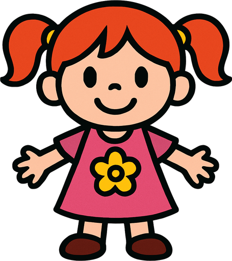 petite fille.
In-Game asset.  2d.  High contrast.  No shadows