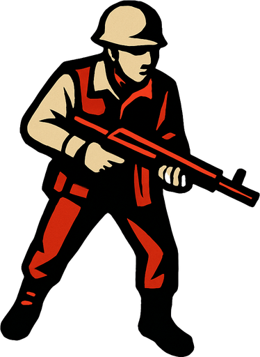 The enemy soldiers should look at us from a bird's eye view, but the soldier should look forward with a weapon in hand..
In-Game asset.  2d.  High contrast.  No shadows