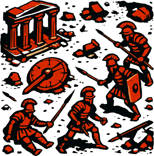 Ancient Rome War Zone.
In-Game asset.  2d.  High contrast.  No shadows. 2d to-down