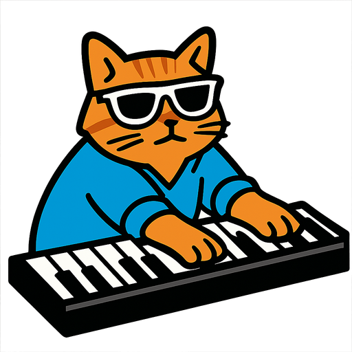 keyboard cat meme.
In-Game asset.  2d.  High contrast.  No shadows