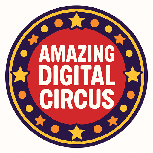 Amazing digital circus button.
In-Game asset.  2d.  High contrast.  No shadows
