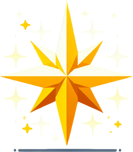 yellow pointy star twinkle.
Single Game Texture. In-Game asset. 2d. Blank background. High contrast. No shadows.