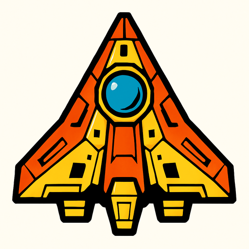A triangular spaceship.
In-Game asset.  2d.  High contrast.  No shadows
