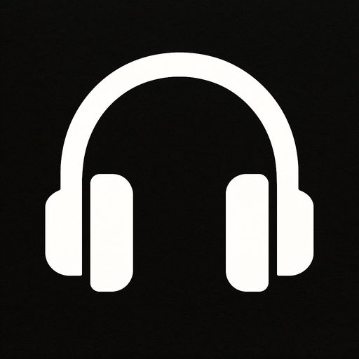 White headphones logo..
In-Game asset.  2d.  High contrast.  No shadows