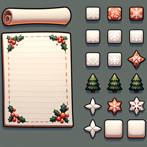 a simple elf christmas blank paper..
Single Game Texture. In-Game asset. 2d. Blank background. High contrast. No shadows.