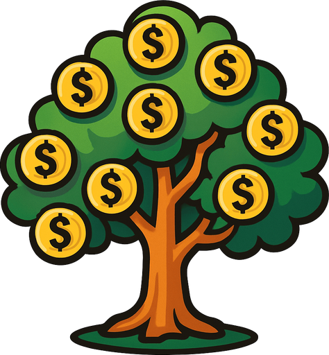 money tree.
In-Game asset.  2d.  High contrast.  No shadows