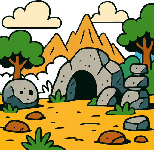Taş devri arka plan.
In-Game asset.  2d.  High contrast.  No shadows