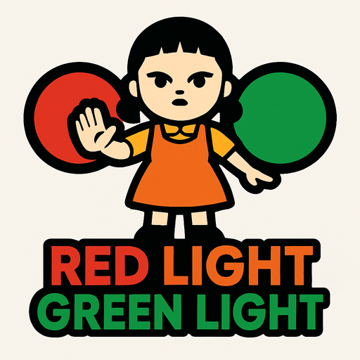Logo red light green light.
In-Game asset.  2d.  High contrast.  No shadows