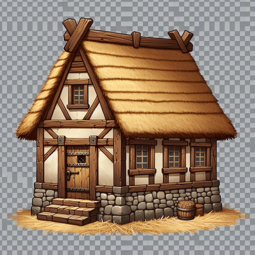 orman evi No background. Transparent background. Blank background. No shadows. 2d. In-Game asset. flat