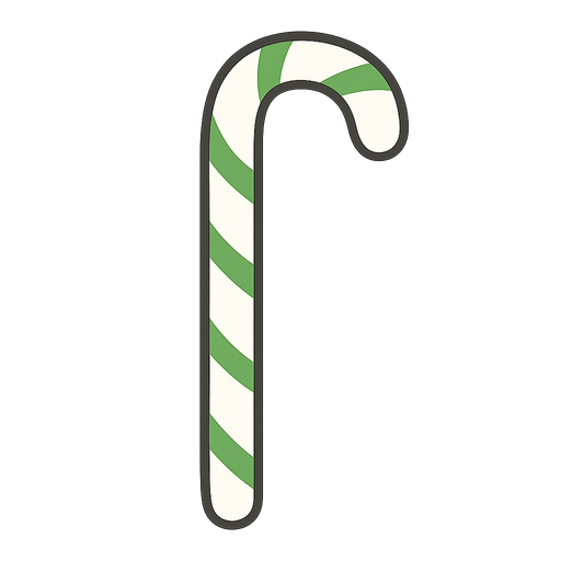 stick candy with green lines
. No background. Transparent background. Blank background. No shadows. 2d. In-Game asset. flat