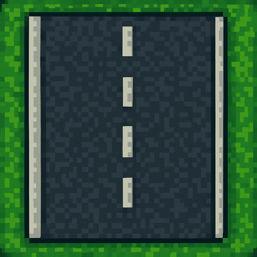 Road tile 2d pixilated topdown.
In-Game asset.  2d.  High contrast.  No shadows