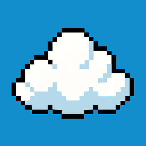 Una nube pixelar.
In-Game asset.  2d.  High contrast.  No shadows