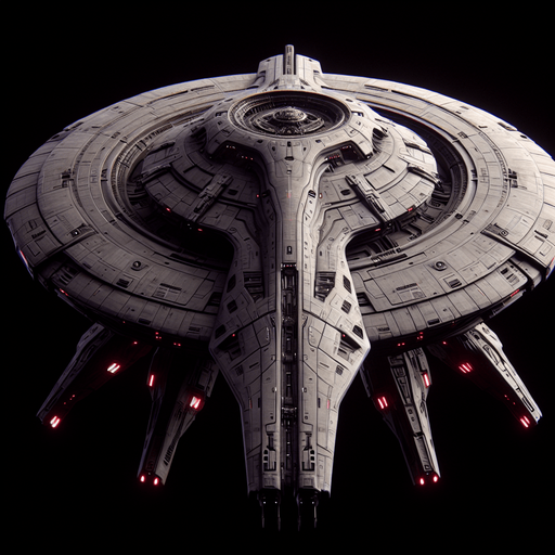 An evil alien spaceship big.
Single Game Texture.  In-Game asset.  2d.  Blank background.  High contrast.  No shadows