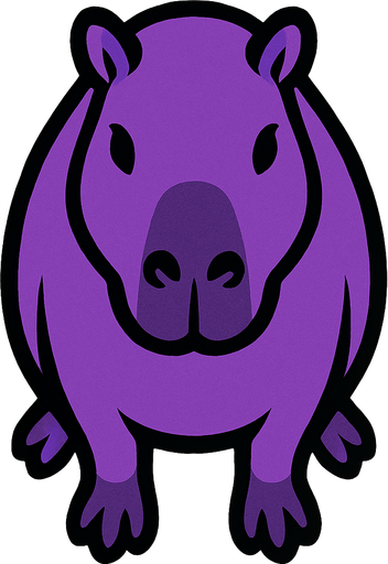 purple capybara top view.
In-Game asset.  2d.  High contrast.  No shadows