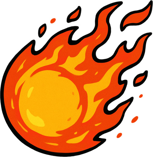 Fire ball.
In-Game asset.  2d.  High contrast.  No shadows