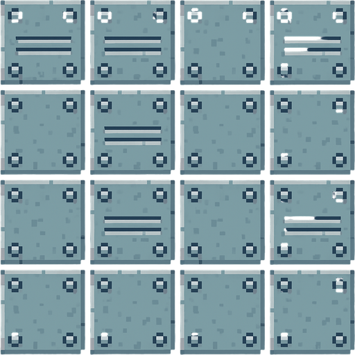 Pixel art steel tile floor, light blue grey, repeating.
In-Game asset.  2d.  High contrast.  No shadows