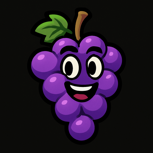Grape 
with face.
In-Game asset.  2d.  High contrast.  No shadows