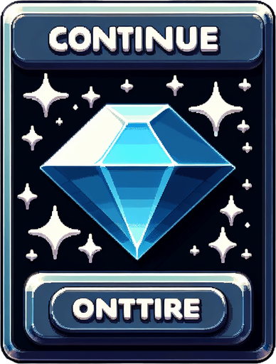 Continue_button_spending_gems.
Single Game Texture. In-Game asset. 2d. Blank background. High contrast. No shadows.
