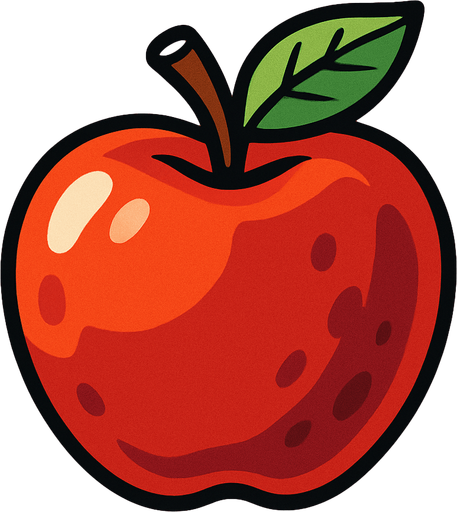 animasyon tarzı bir elma çiz.
In-Game asset.  2d.  High contrast.  No shadows