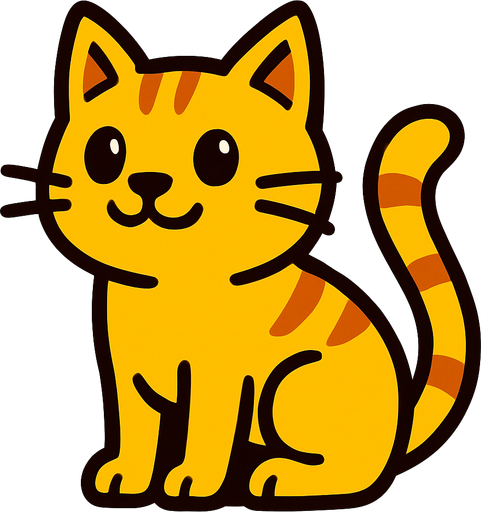 sarı kedi.
In-Game asset.  2d.  High contrast.  No shadows