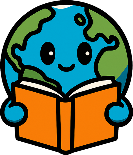 Planeta tierra con un libro.
In-Game asset.  2d.  High contrast.  No shadows