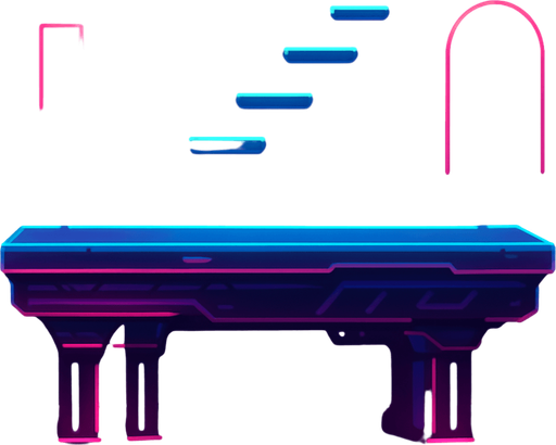 Neon cyberpunk futuristic glowing side-view 2d platformer style platform flat top