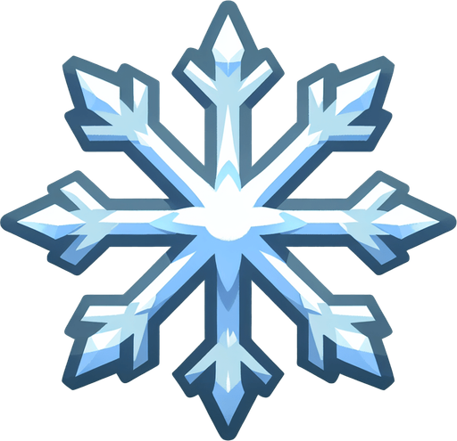 a single cartoon snowflake.
Single Game Texture. In-Game asset. 2d. Blank background. High contrast. No shadows.
