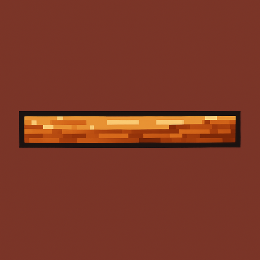 Tabla de madera vista de costado, muy fina. Pixel art.
In-Game asset.  2d.  High contrast.  No shadows