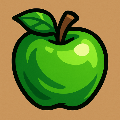 Green apple.
In-Game asset.  2d.  High contrast.  No shadows
