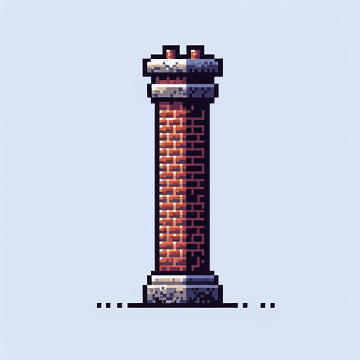 chimney. pixelart. residential chimney. only chimney. Single Game Texture. In-Game asset. 2d. Blank background. High contrast. No shadows.
