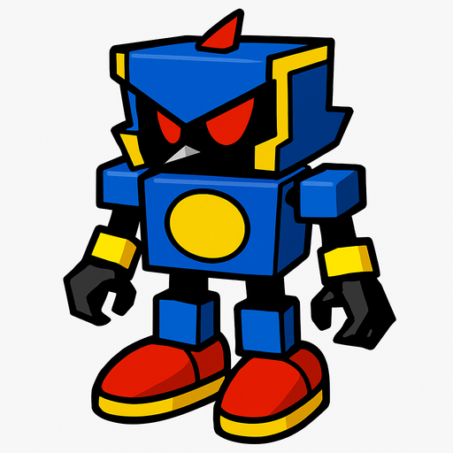 Make a Sonic enemy but in Roblox form.
In-Game asset.  High contrast.  No shadows. 2d