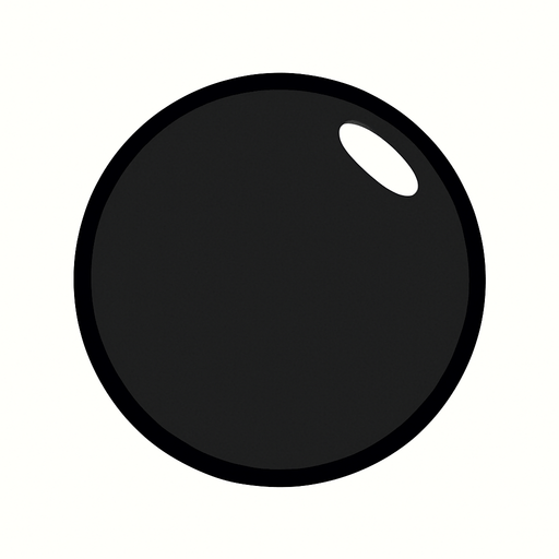 animasyon çizgi dizi tarzında siyah top.
In-Game asset.  2d.  High contrast.  No shadows