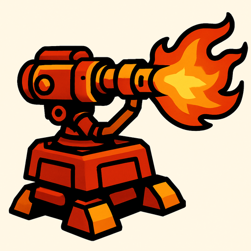 Flame thrower turret.
In-Game asset.  2d.  High contrast.  No shadows