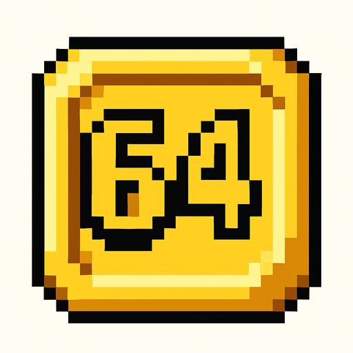 64 bit altın.
In-Game asset.  2d.  High contrast.  No shadows. 2 d