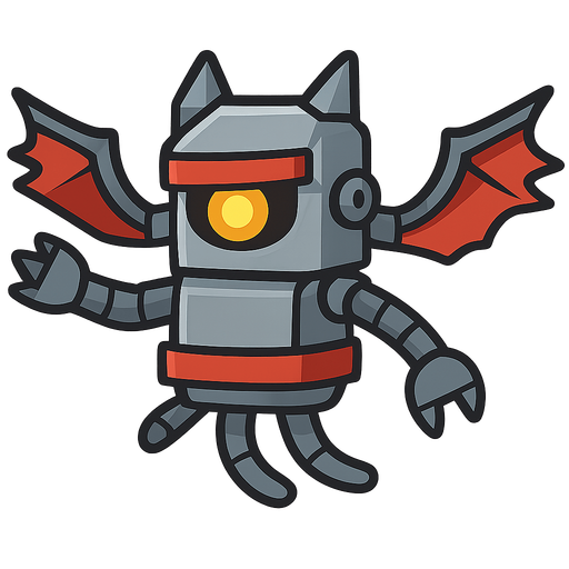 robotic monster. No background. Transparent background. Blank background. No shadows. 2d. In-Game asset. flat
