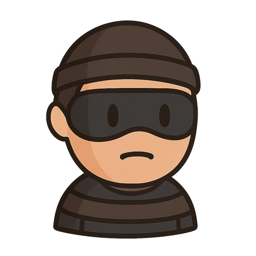 The Thief Man. No background. Transparent background.  background. No shadows. 2d. In-Game asset. flat