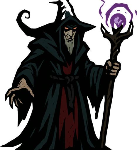 קוסם אפל מהאגדות.
In-Game asset.  2d.  High contrast.  No shadows