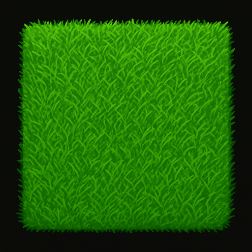 Un cuadrado verde sin contorno y con textura de cesped.
In-Game asset.  2d.  High contrast.  No shadows