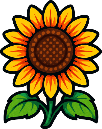 Sunflower. Front. Make it vibrant..
In-Game asset.  2d.  High contrast.  No shadows