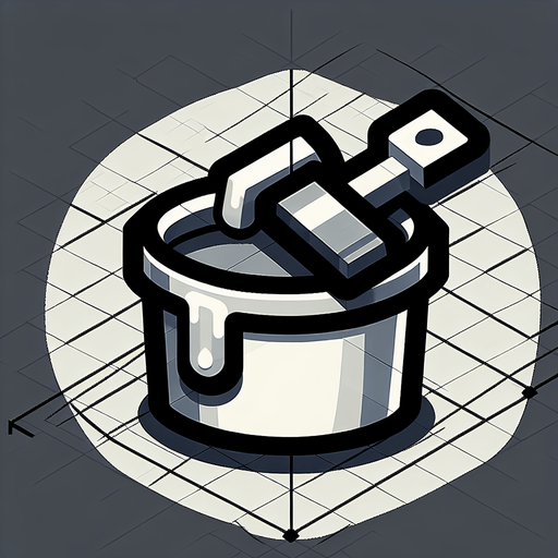 a paint bucket.
Single Game Texture. In-Game asset. 2d. Blank background. High contrast. No shadows.