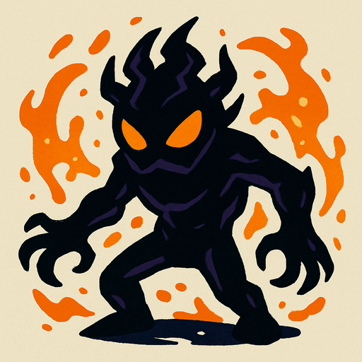 Eco oscuro personificado como un enemigo.
In-Game asset.  2d.  High contrast.  No shadows