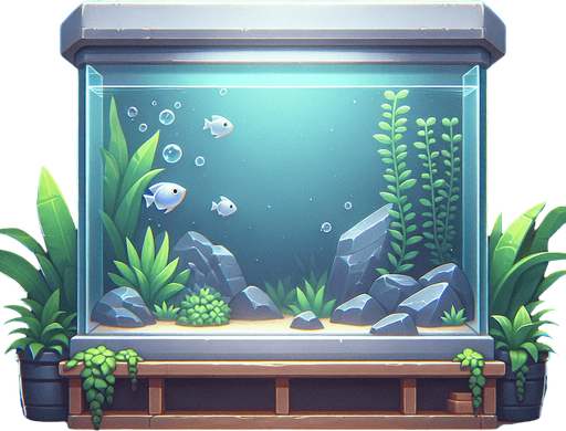 An aquarium with no fish on a sheel in a photorealistic style.
Single Game Texture. In-Game asset. 2d. Blank background. High contrast. No shadows.
